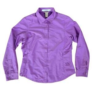 Duluth Action Button Up Shirt Womens S Purple Vented Ripstop UPF 50 Outdoorsy